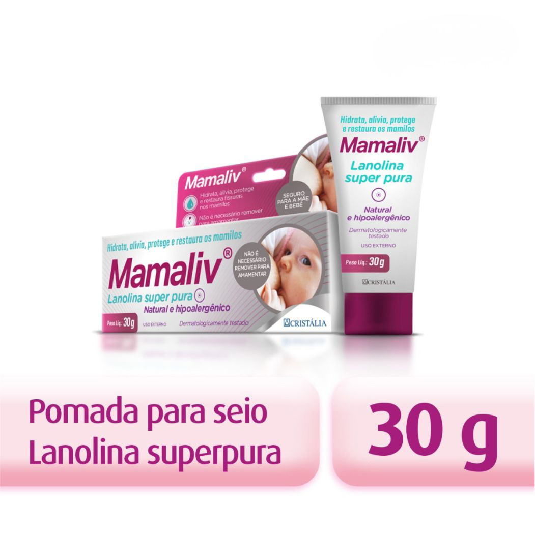 Design sem nome - 1 Pomada Mamaliv Lanolina SuperPura Mamilos Amamentação 30g - Imagem 1